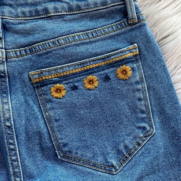 Driftwood x Free People Farrah Flare Slit Golden Gates Boho Embroidered Jeans 25 - Picture 7 of 13